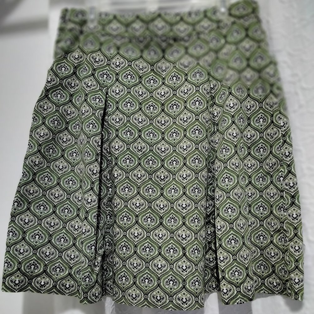 George Designs by Mark Eisen Skirt Pleated Size 12 Green Pockets Side Zip 001 - Picture 3 of 12